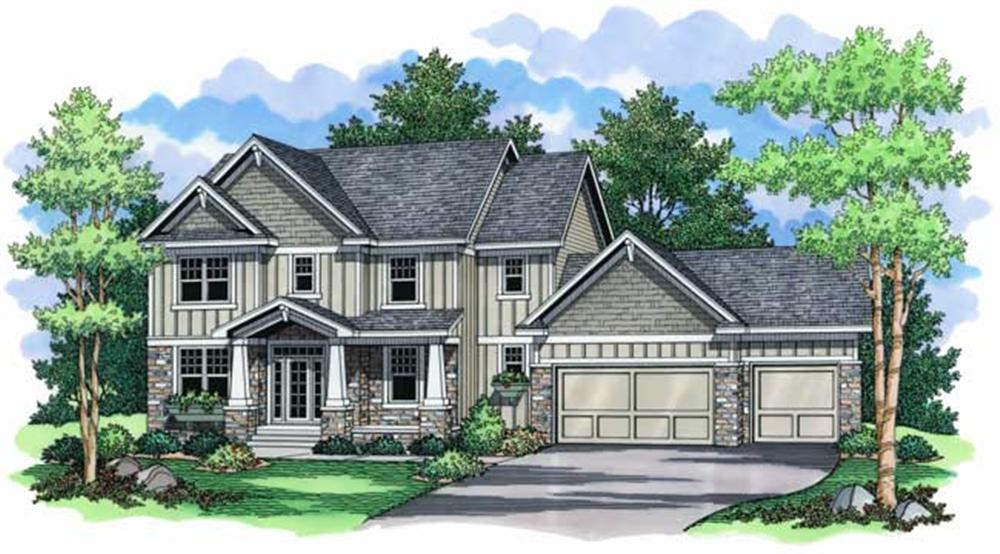 Colored Front Elevation for Country Homeplans CLS-2726.