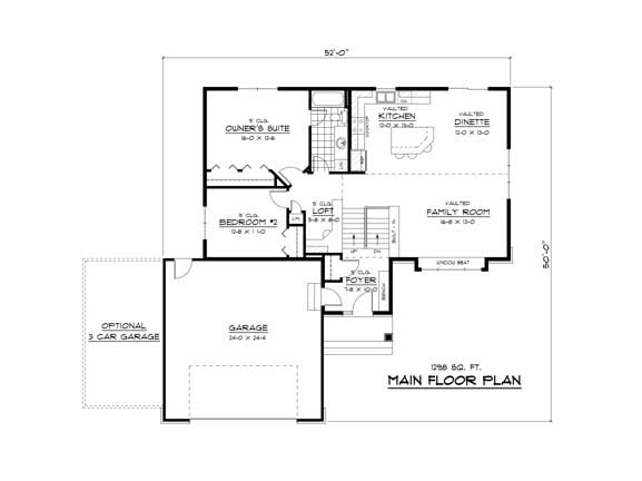Floor Plan First Story of Country Plan #165-1097