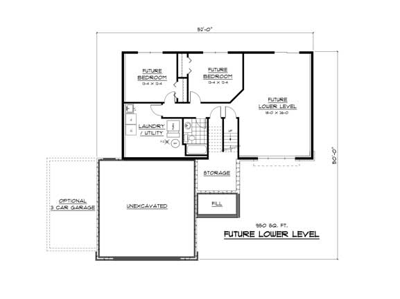 Floor Plan Basement of Country Plan #165-1097