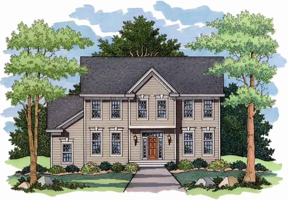 This image shows the colored front rendering for Country House Plans CLS-2611.
