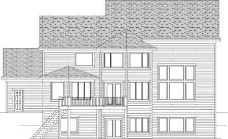 Home Plan Rear Elevation of this 4-Bedroom,3931 Sq Ft Plan -165-1100