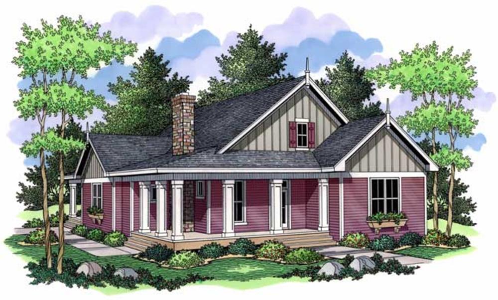 Country Homeplans CLS-1808 Colored Rendering.
