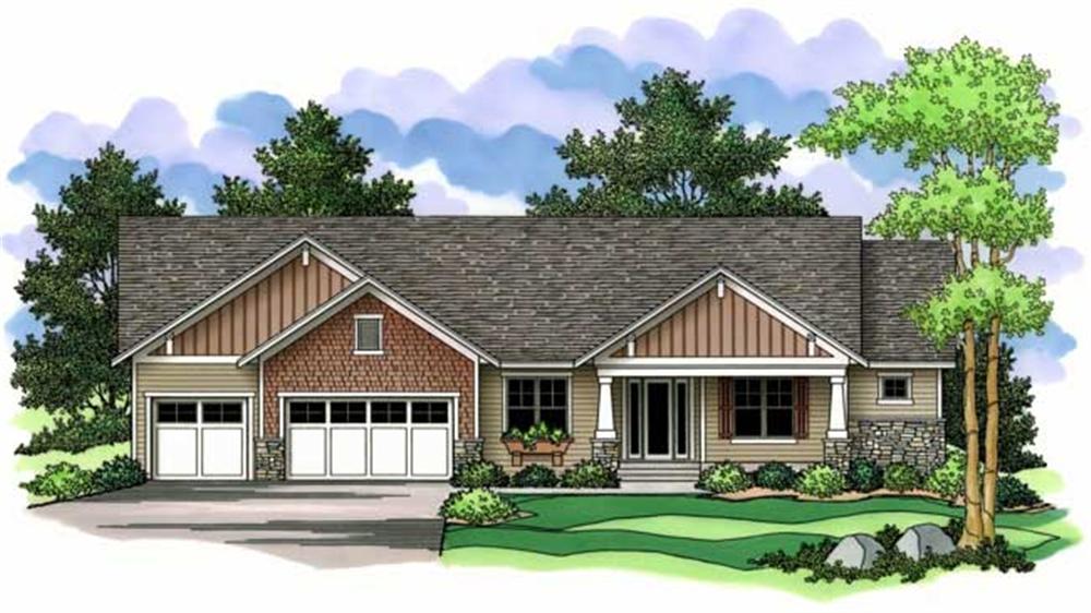 Ranch Homeplans CLS-2343 colored rendering.