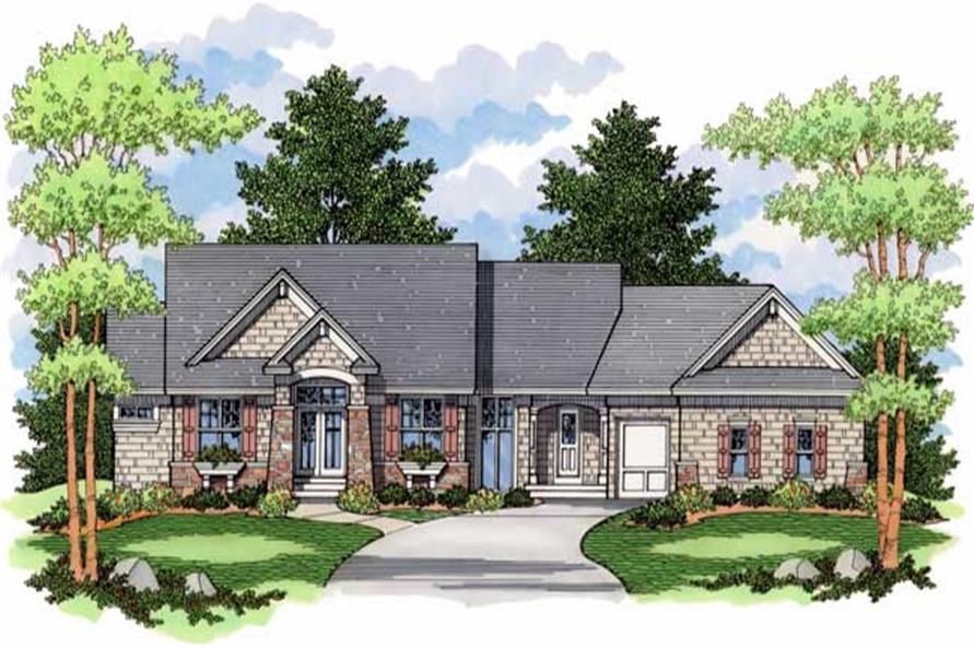 Ranch Homeplans CLS-2705 colored elevation.