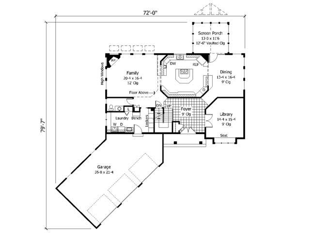Floor Plan First Story of Country Plan #165-1114
