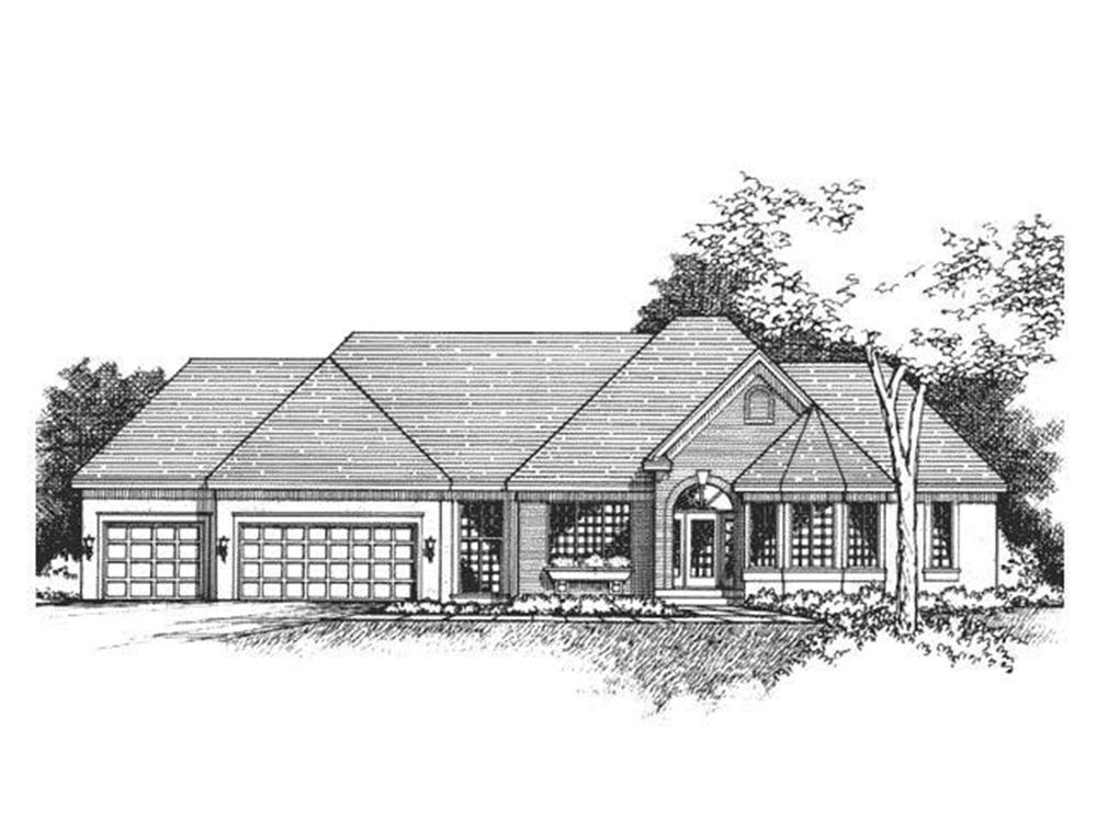 This image shows the front elevation of these Victorian House Plans.