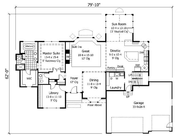 Floor Plan First Story of Cape Cod Plan #165-1123