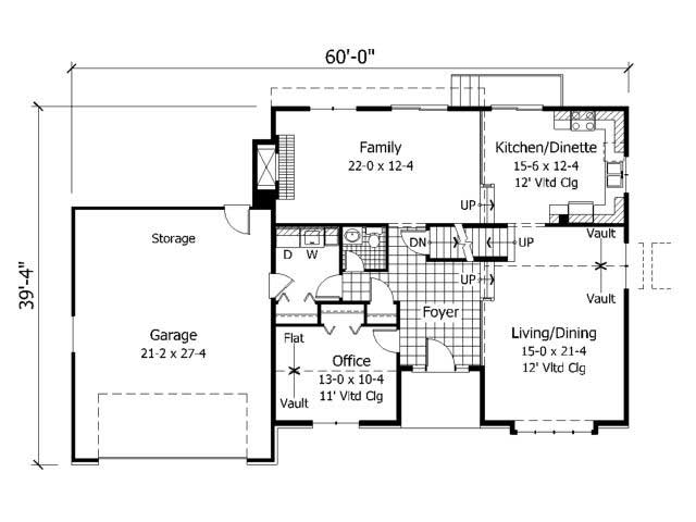 Floor Plan First Story of Cape Cod Plan #165-1136