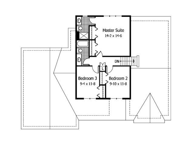 Floor Plan Second Story of Cape Cod Plan #165-1136