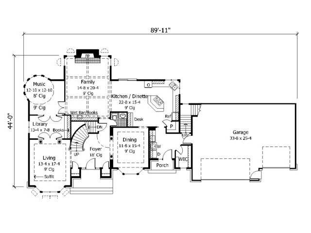 Floor Plan First Story of European Plan #165-1140