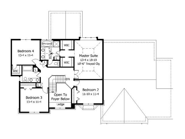 Floor Plan Second Story of Colonial Plan #165-1148