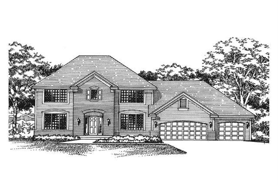 This image shows the front elevation of European Home Plans CLS-2301.