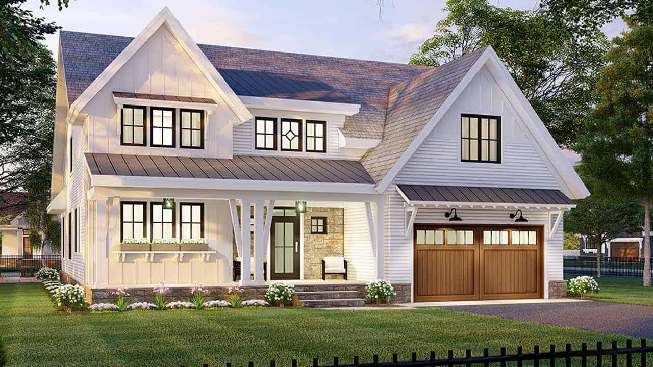 Front View of this 4-Bedroom, 3146 Sq Ft Plan - 165-1151