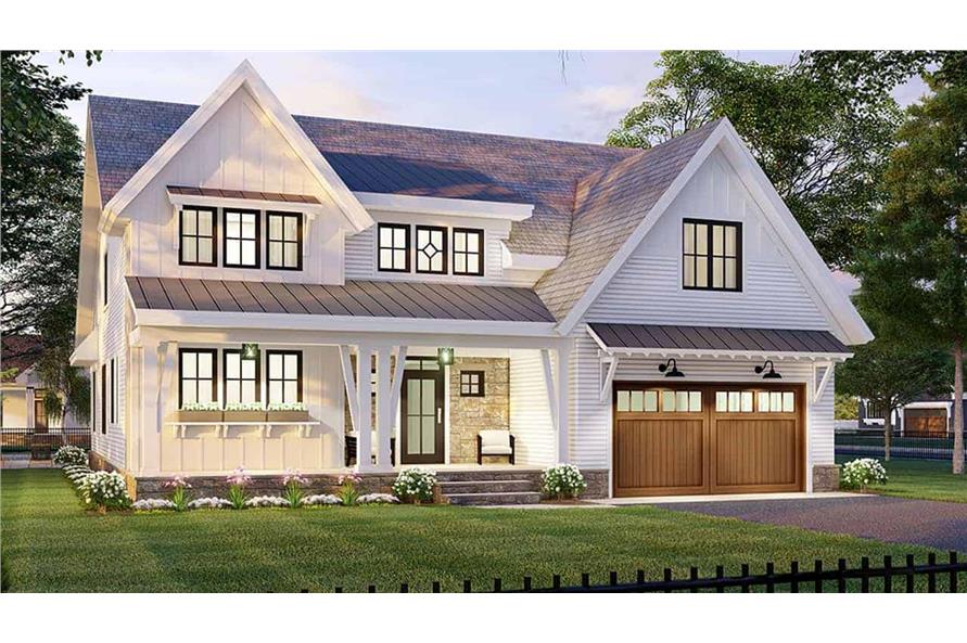 Front View of this 4-Bedroom, 3146 Sq Ft Plan - 165-1151