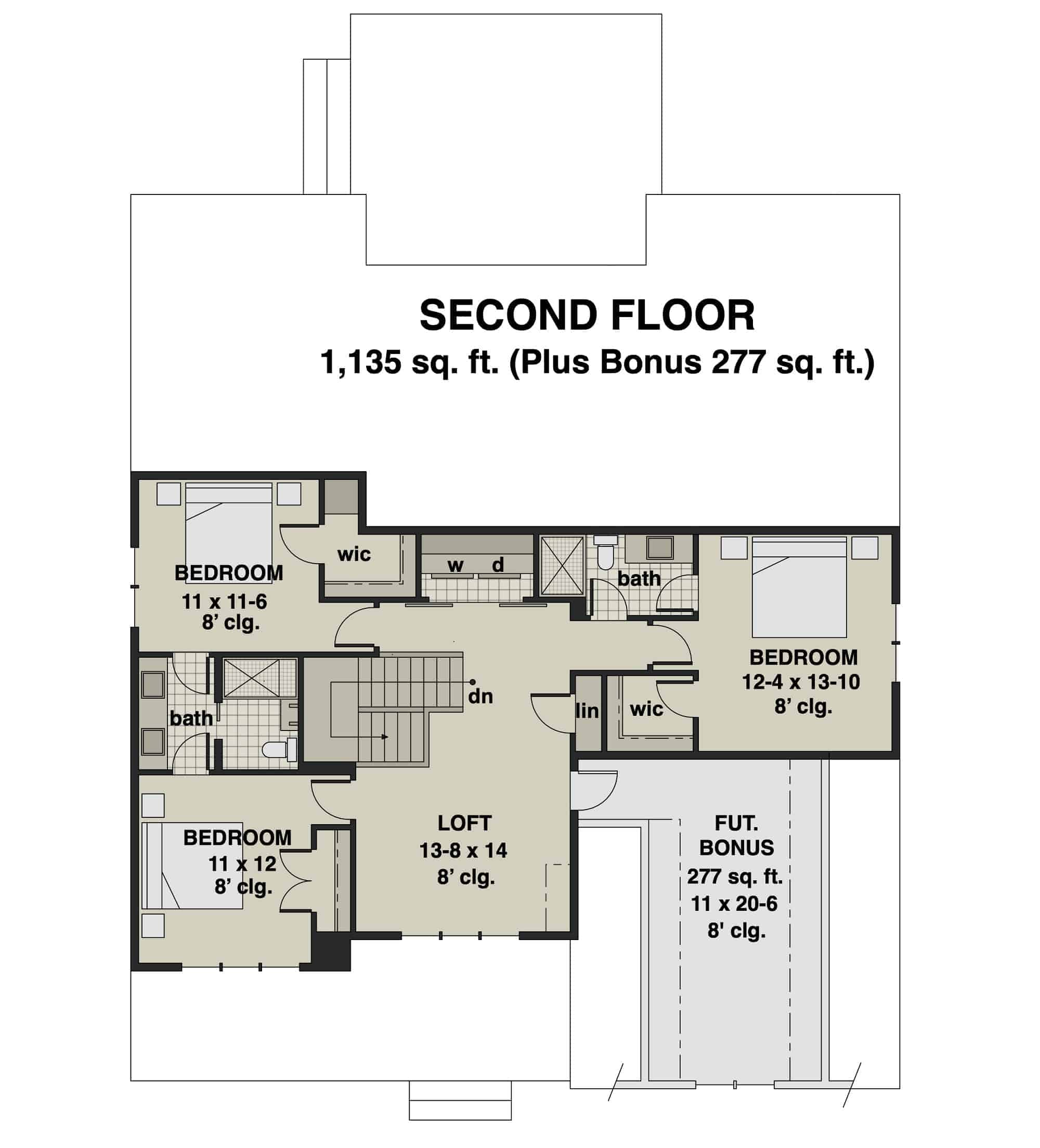 Upper Level of Contemporary Plan #165-1151