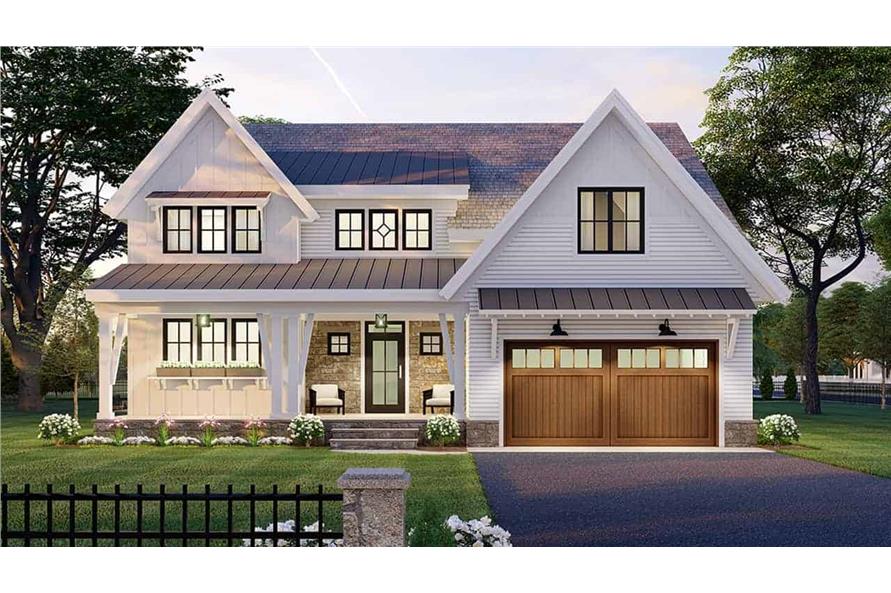 4-Bedroom, 3146 Sq Ft Modern Farmhouse House - Plan #165-1151 - Front Exterior