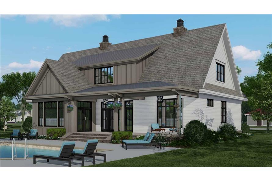 Rear View of this 4-Bedroom, 3319 Sq Ft Plan - 165-1158