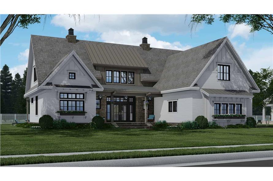Front View of this 4-Bedroom, 3319 Sq Ft Plan - 165-1158