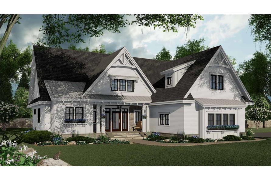Front elevation of Ranch home (ThePlanCollection: House Plan #165-1165)