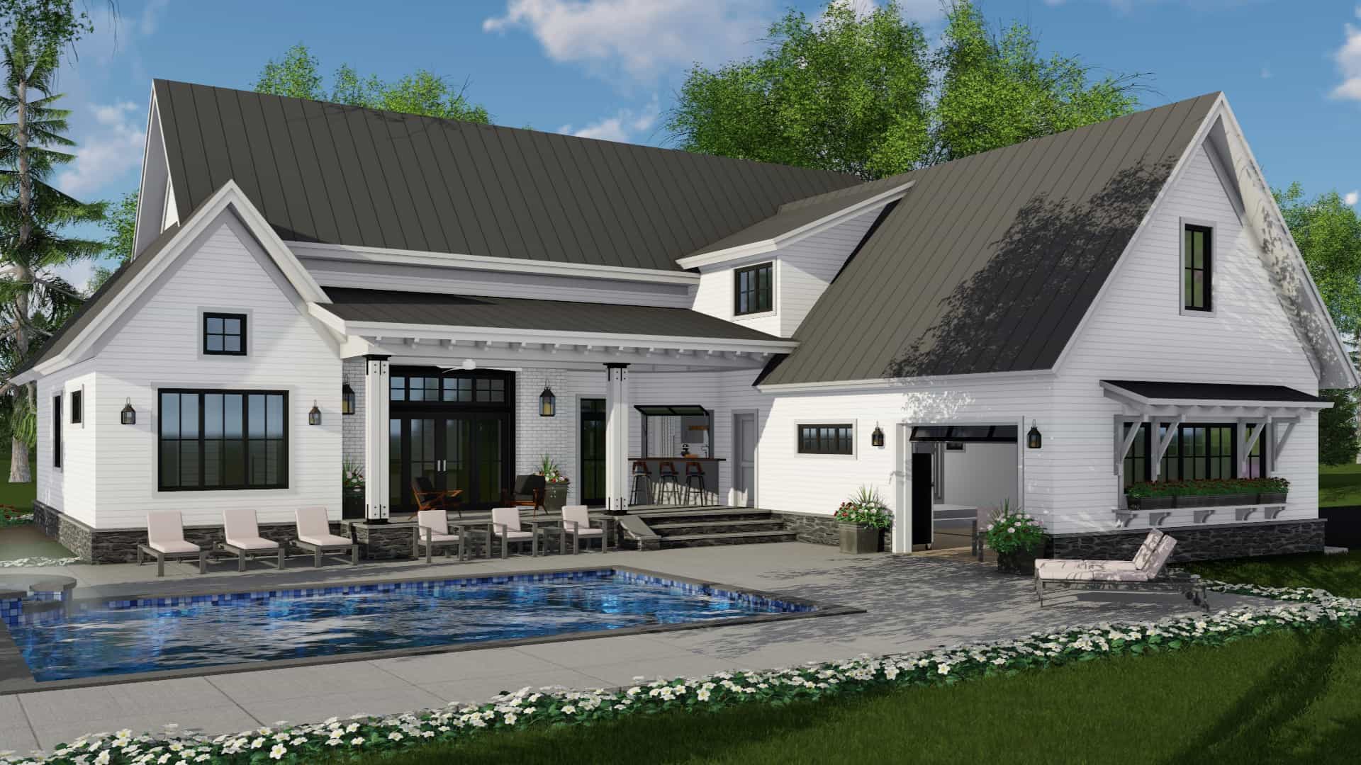 Rear View of this 4-Bedroom, 2837 Sq Ft Plan - 165-1166