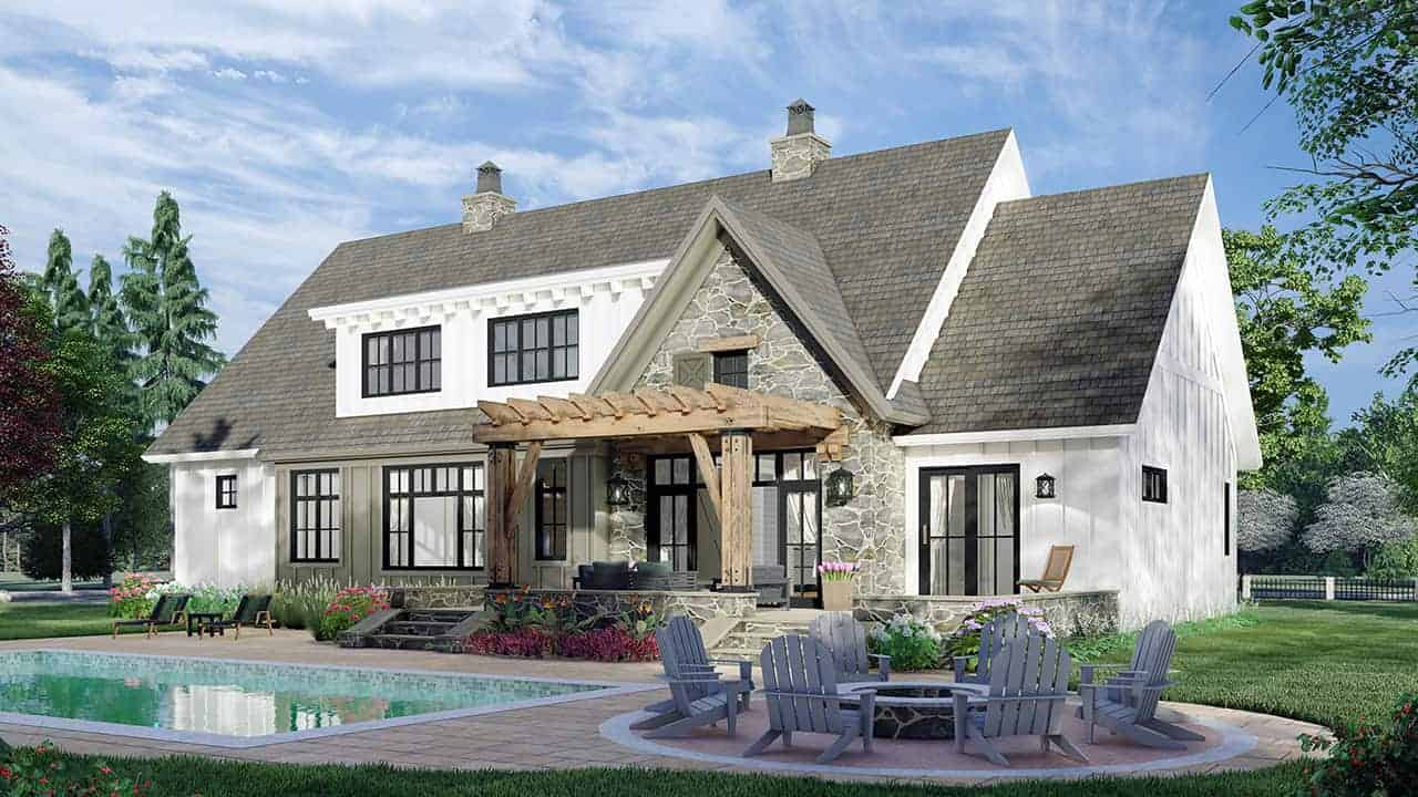 Rear View of this 4-Bedroom, 2655 Sq Ft Plan - 165-1172