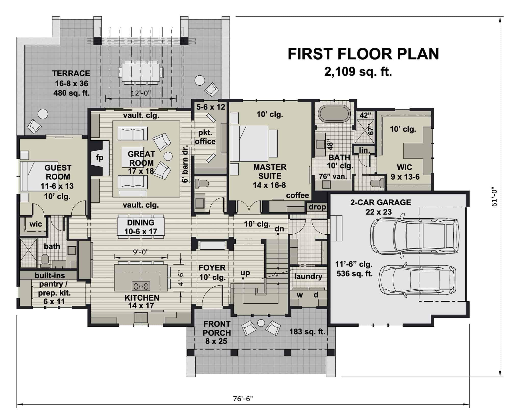 Main Level of Contemporary Plan #165-1172
