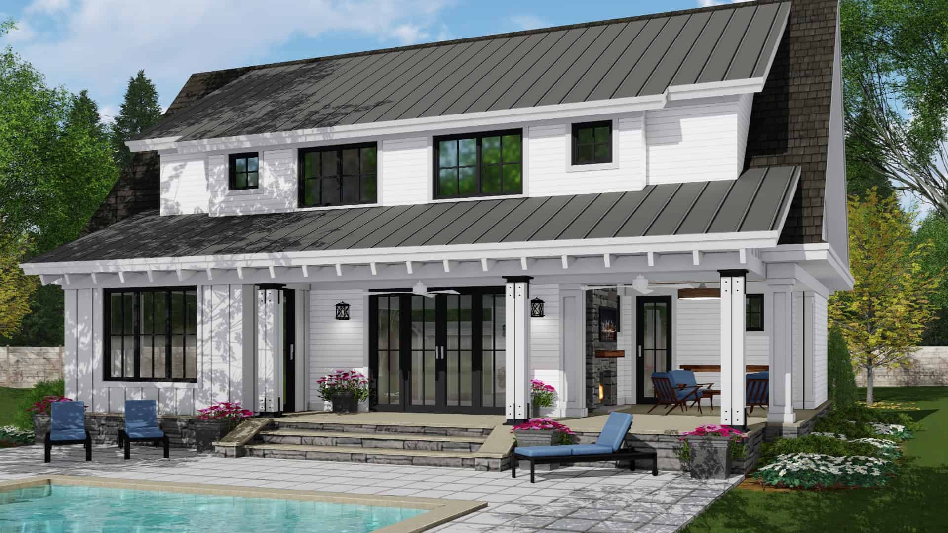 Rear View of this 4-Bedroom, 2652 Sq Ft Plan - 165-1173