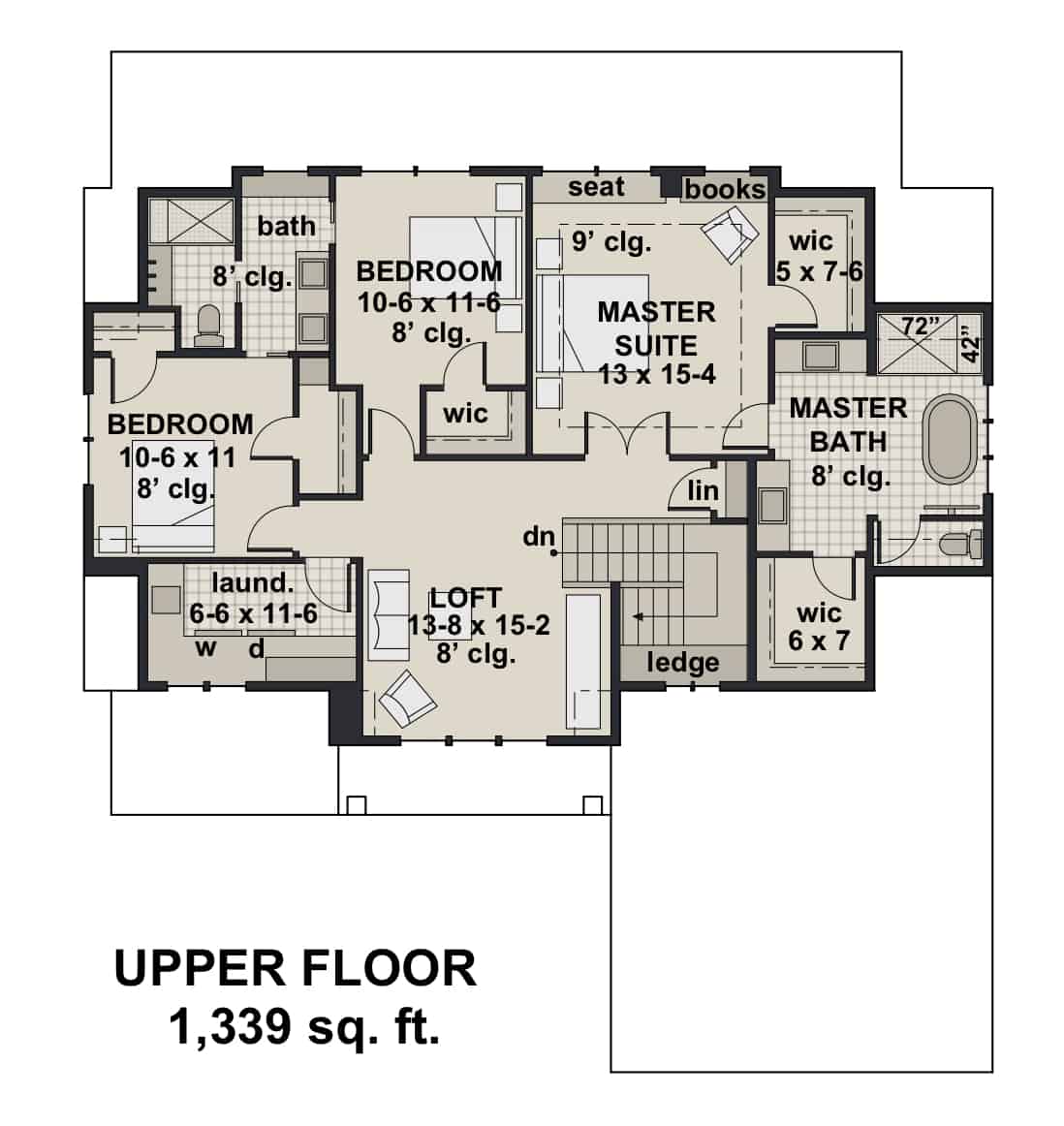 Upper Level of Contemporary Plan #165-1173