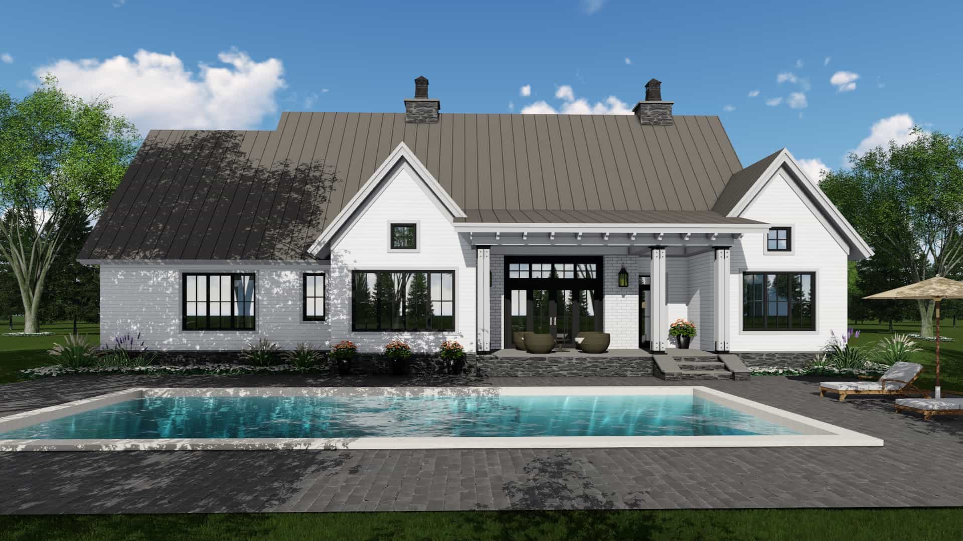 Rear View of this 3-Bedroom, 2125 Sq Ft Plan - 165-1174