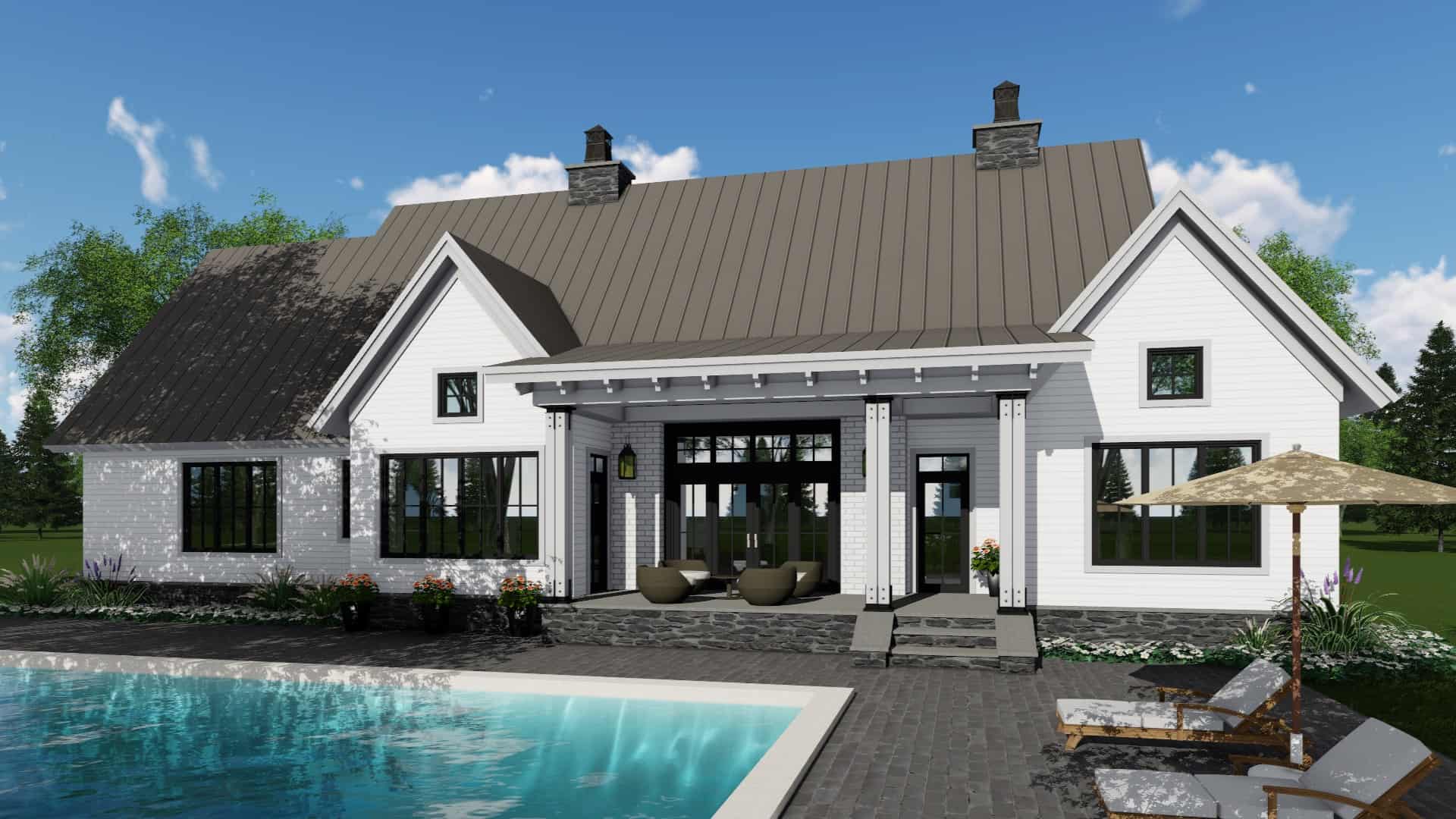 Rear View of this 3-Bedroom, 2125 Sq Ft Plan - 165-1174