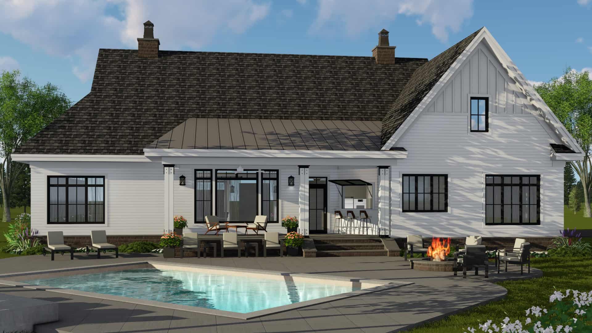 Rear View of this 4-Bedroom, 2514 Sq Ft Plan - 165-1177