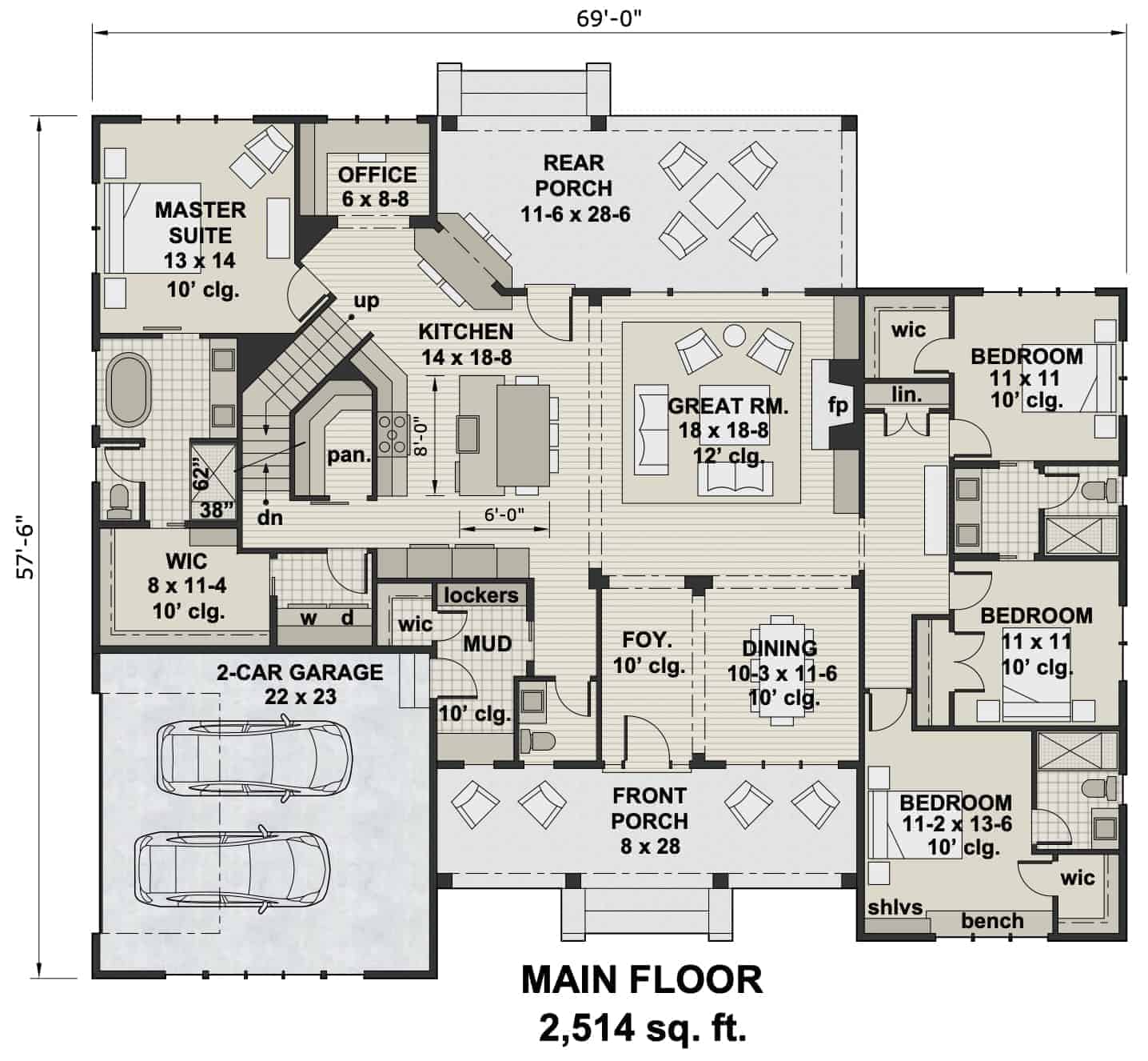 Main Level of Contemporary Plan #165-1177