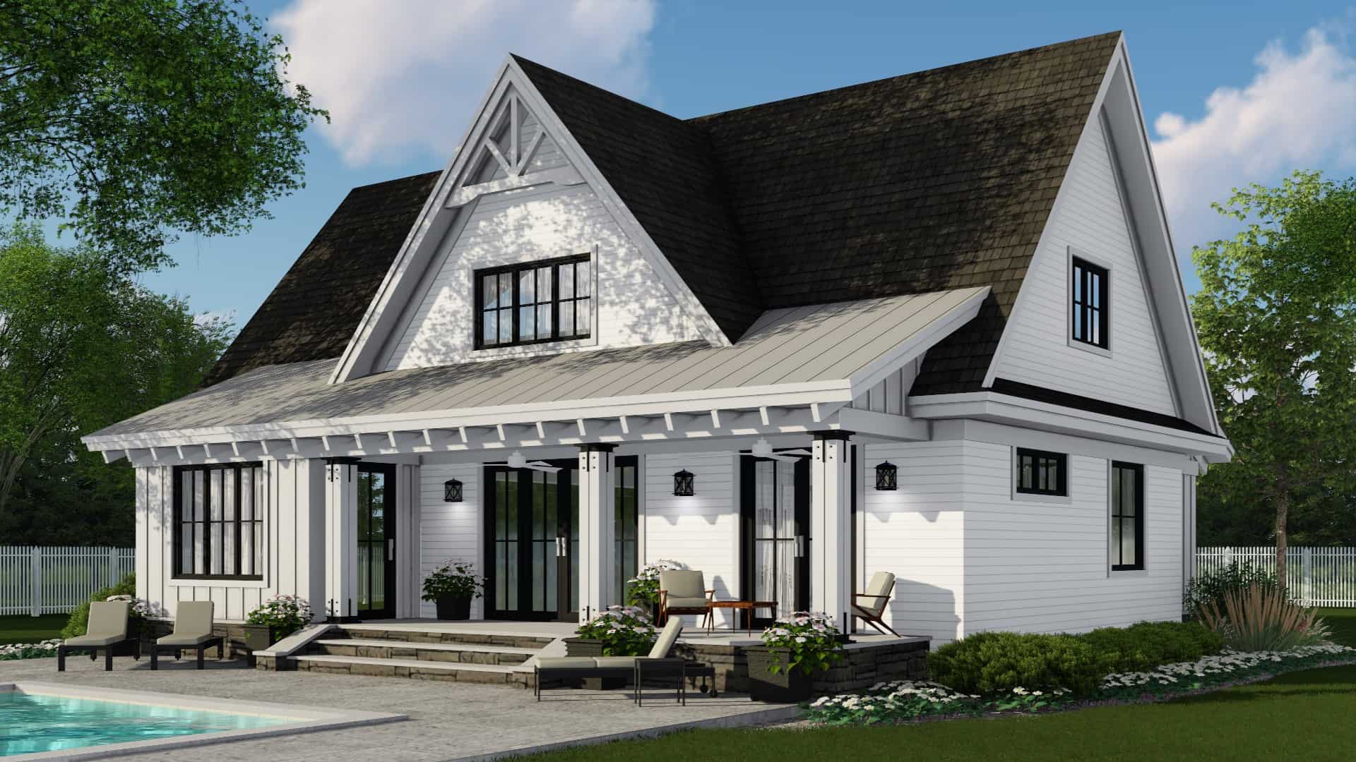 Rear View of this 4-Bedroom, 2584 Sq Ft Plan - 165-1184