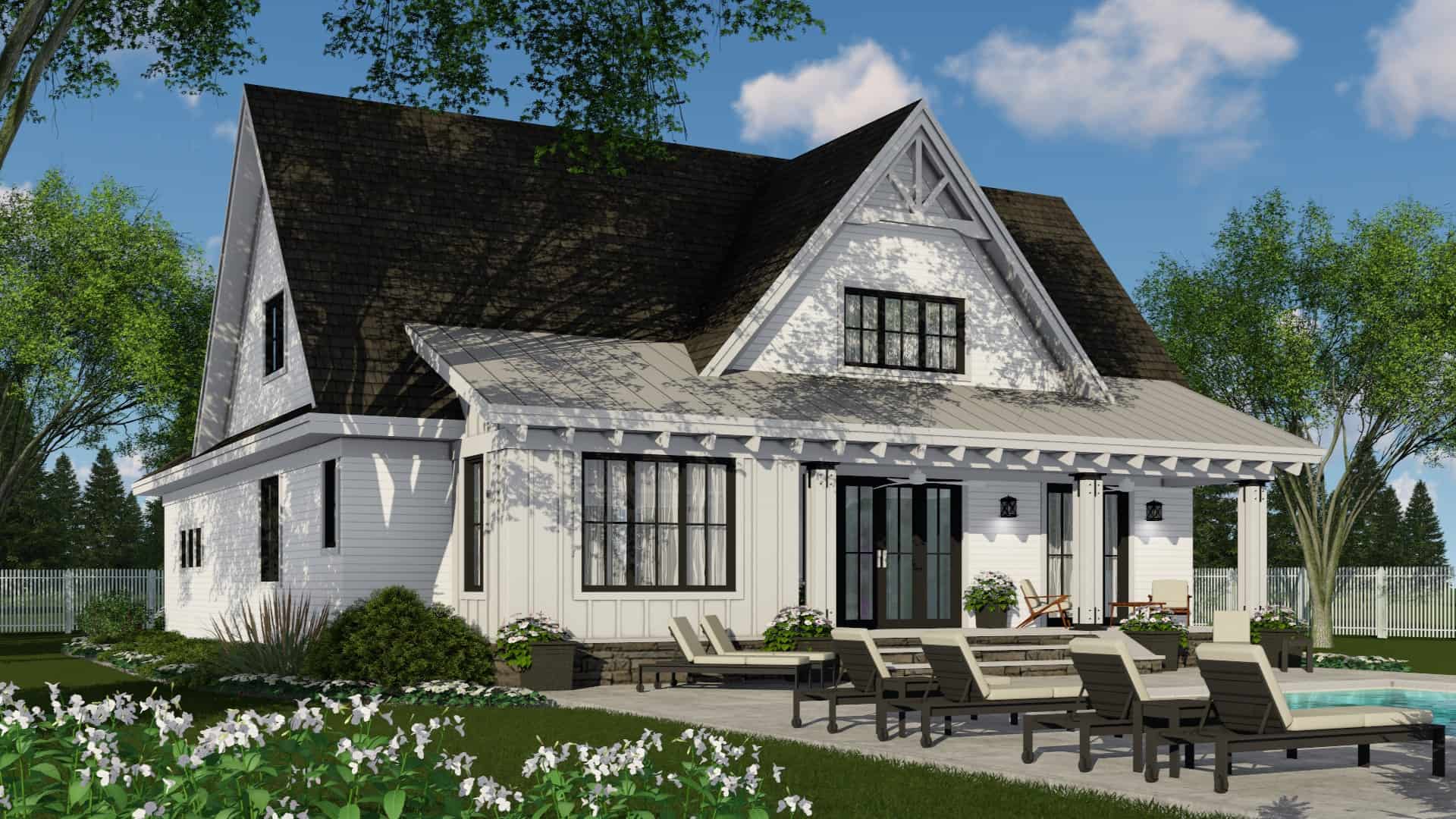 Rear View of this 4-Bedroom, 2584 Sq Ft Plan - 165-1184