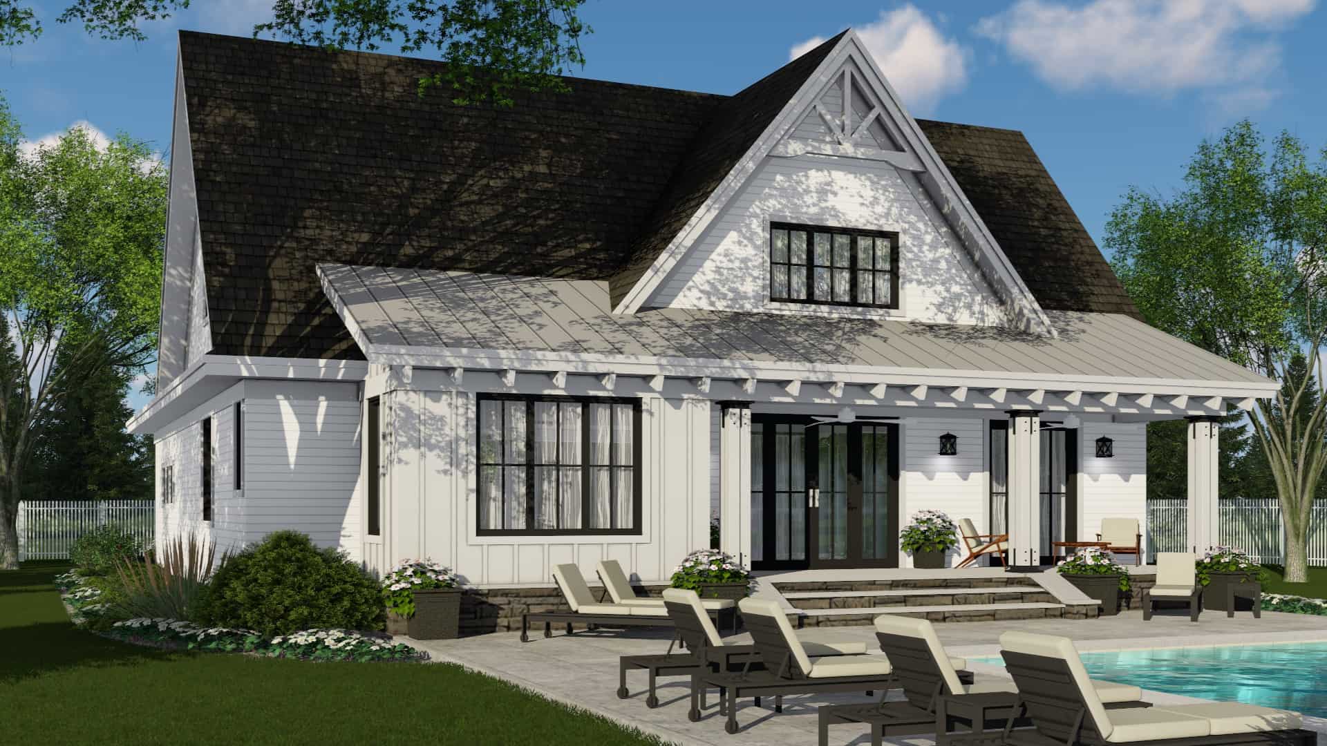Rear View of this 4-Bedroom, 2584 Sq Ft Plan - 165-1184