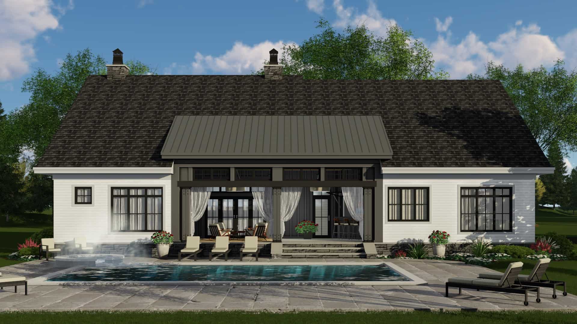 Rear View of this 3-Bedroom, 2480 Sq Ft Plan - 165-1190