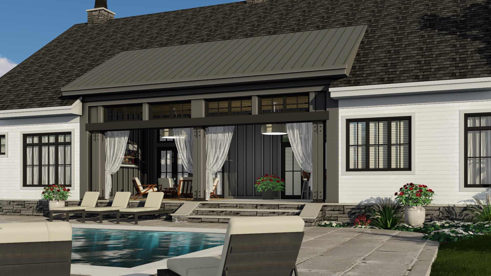 Rear View of this 3-Bedroom, 2480 Sq Ft Plan - 165-1190