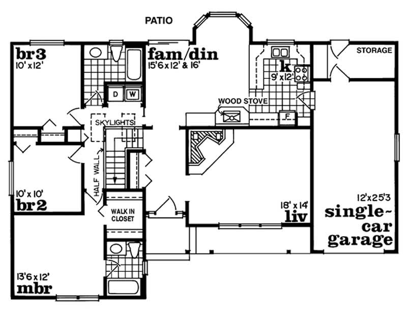 Floor Plan First Story of Country Plan #167-1015