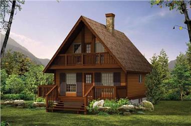 3-Bedroom, 1073 Sq Ft Mountain Cabin House Plans - 167-1026 - Front Exterior