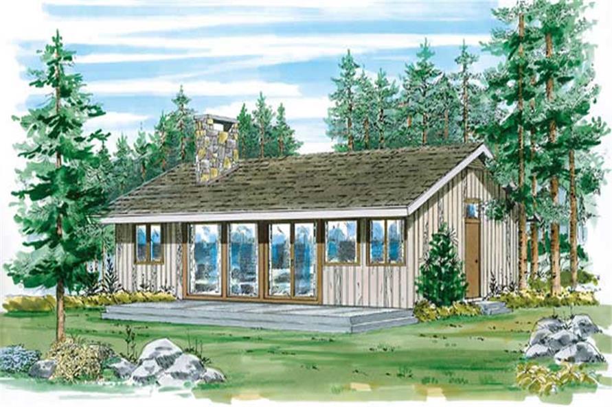3-Bedroom, 950 Sq Ft Log Cabin House Plan - 167-1028 - Front Exterior