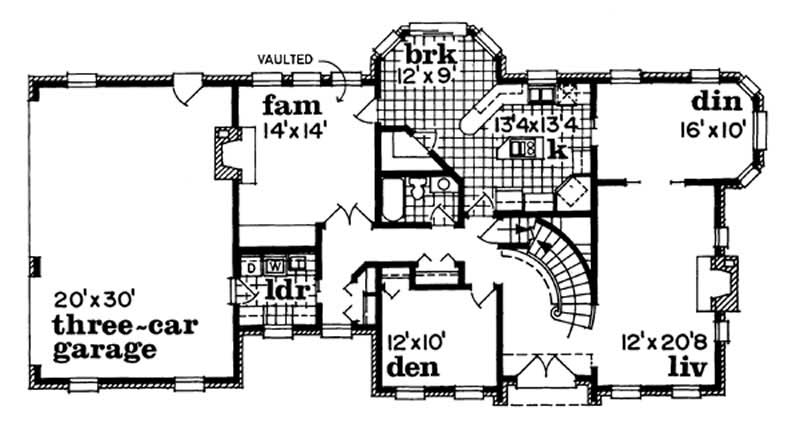 Floor Plan First Story of Colonial Plan #167-1043
