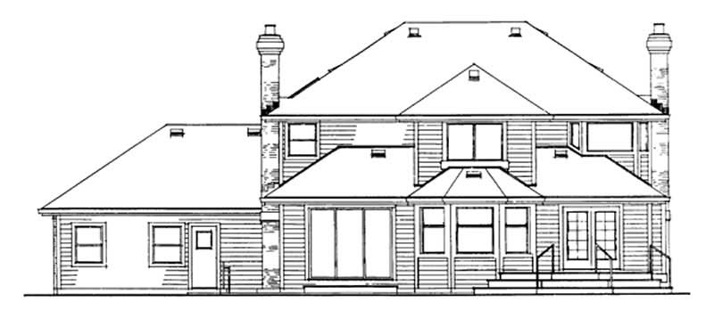 Home Plan Rear Elevation of this 4-Bedroom,3089 Sq Ft Plan -167-1045