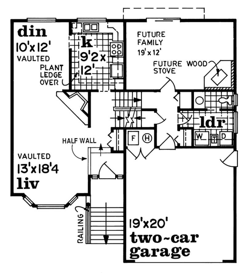 Floor Plan First Story of Small House Plans #167-1048
