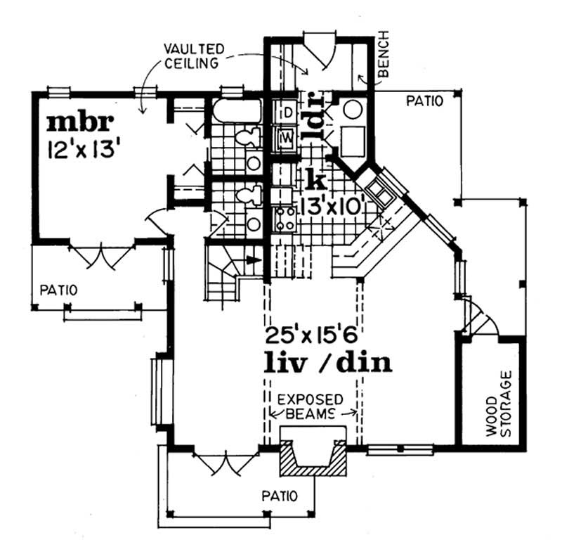 Floor Plan First Story of Contemporary Plan #167-1049
