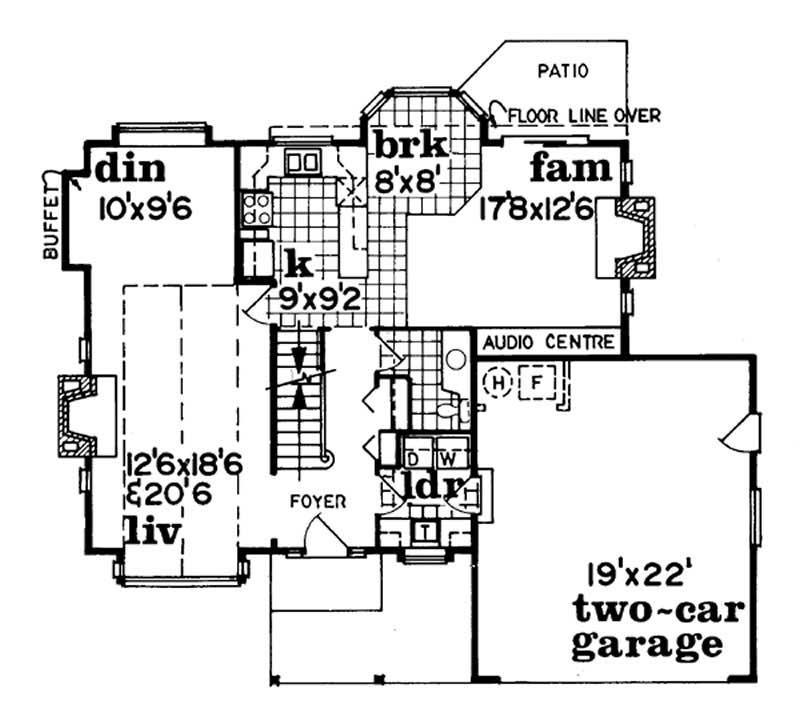 Floor Plan First Story of Country Plan #167-1052