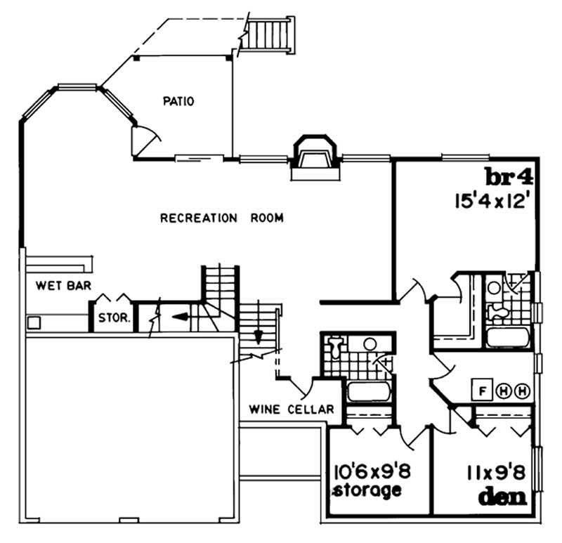 Floor Plan First Story of Traditional Plan #167-1053