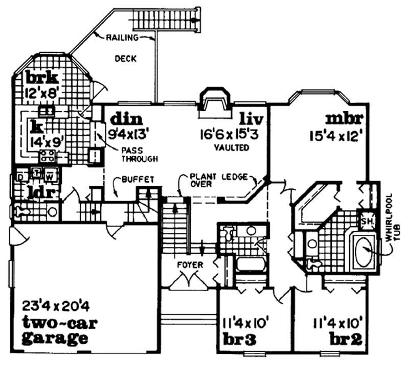 Floor Plan Second Story of Traditional Plan #167-1053