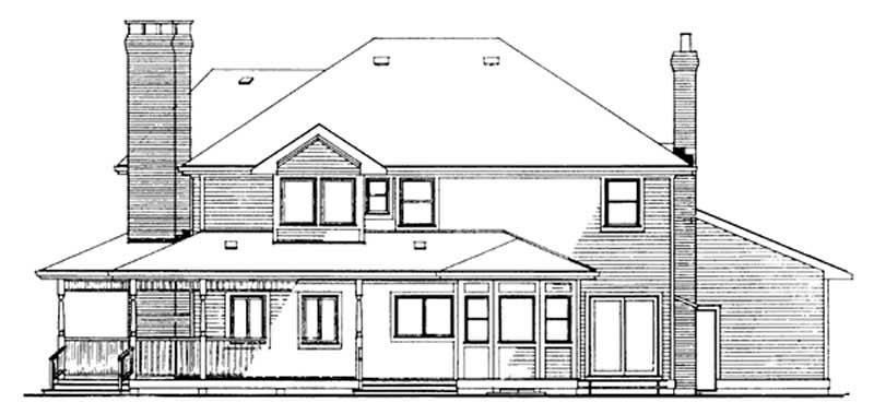 Home Plan Rear Elevation of this 4-Bedroom,2560 Sq Ft Plan -167-1057