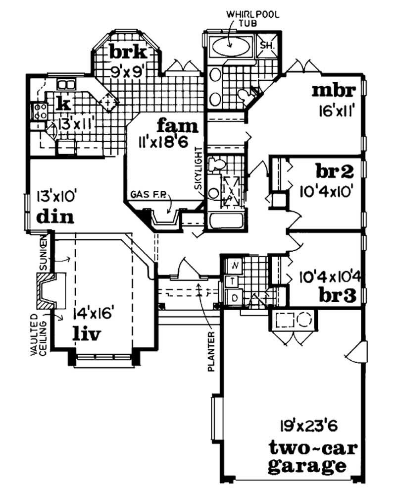 Floor Plan First Story of Contemporary Plan #167-1067