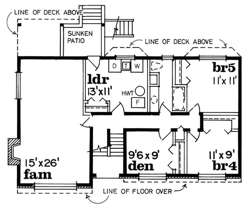 Floor Plan First Story of European Plan #167-1068